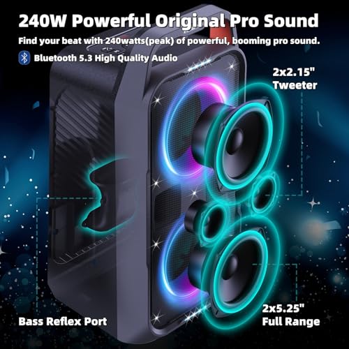 Portable Bluetooth Speaker with Deep Bass and LED Light Show N505