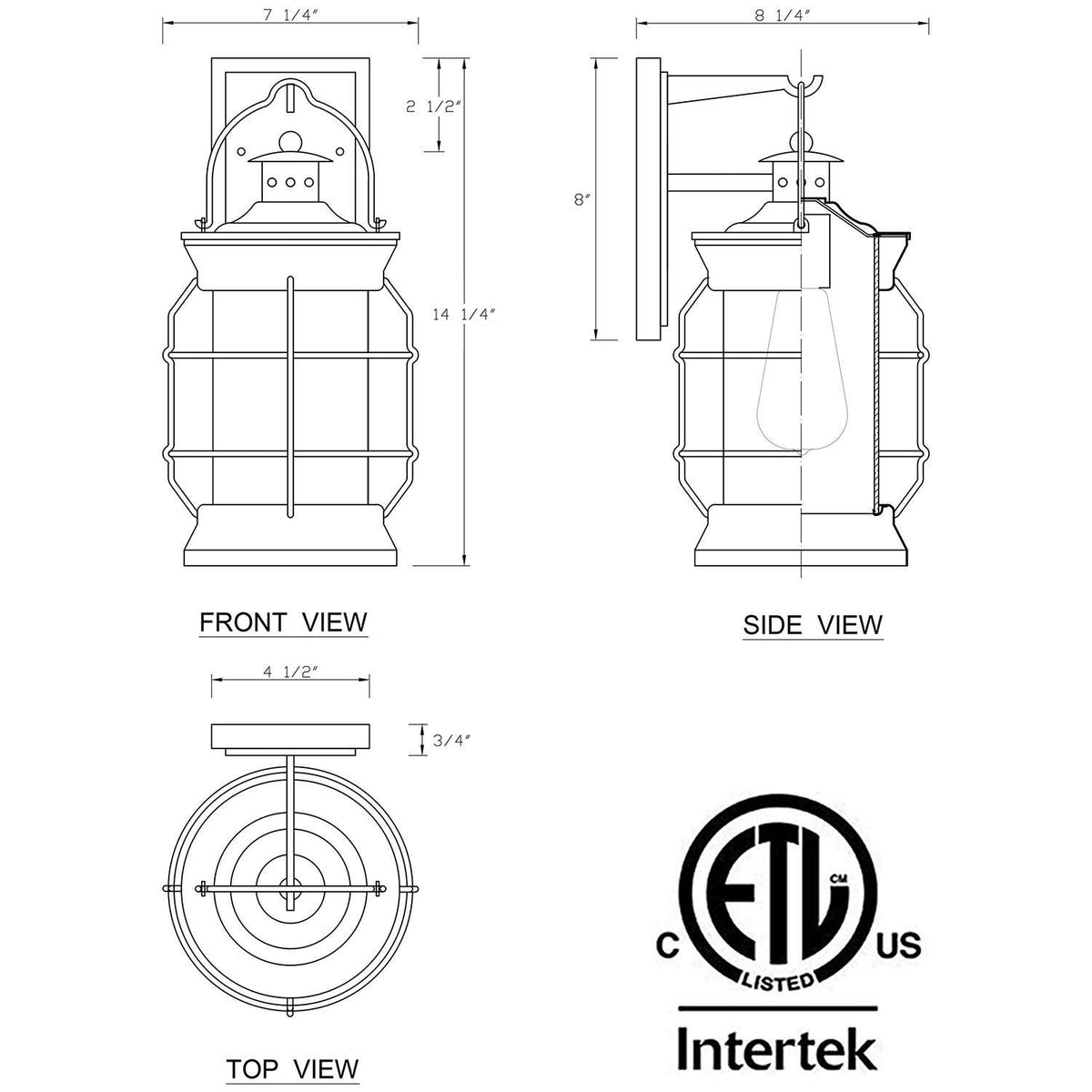1-Light Oil Rubbed Bronze Outdoor Wall Lantern Sconce with Clear Glass M320