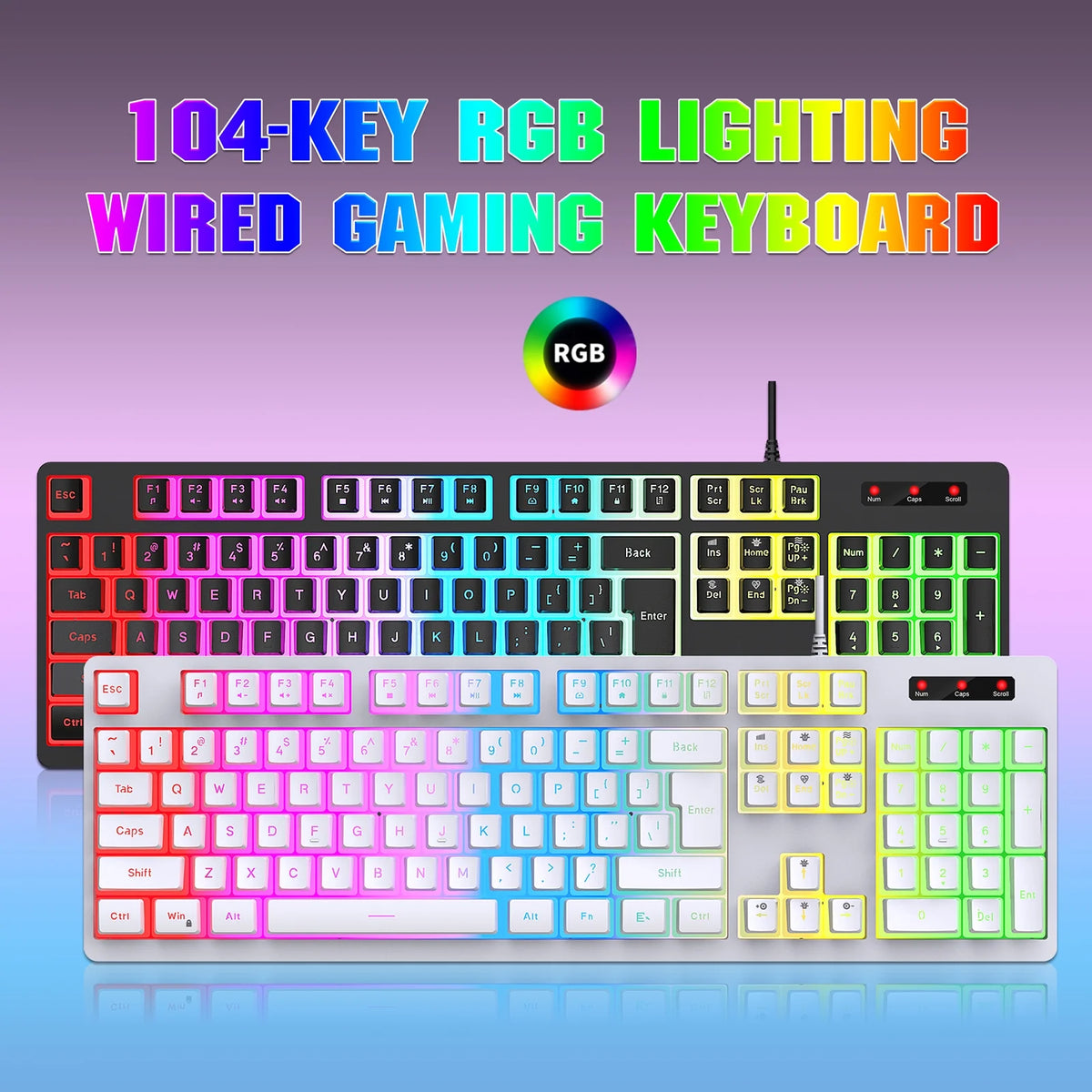 RGB Backlit Mechanical Gaming Keyboard with ABS Pudding Keycaps Y4146