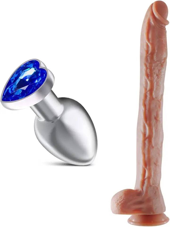 Jeweled Anal Plug + 17.3 Inch Super Long Dildo F647048
