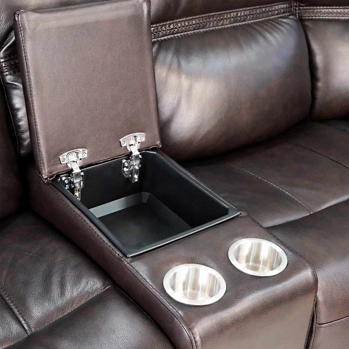 Top Grain Leather Power Reclining Loveseat with Console V503