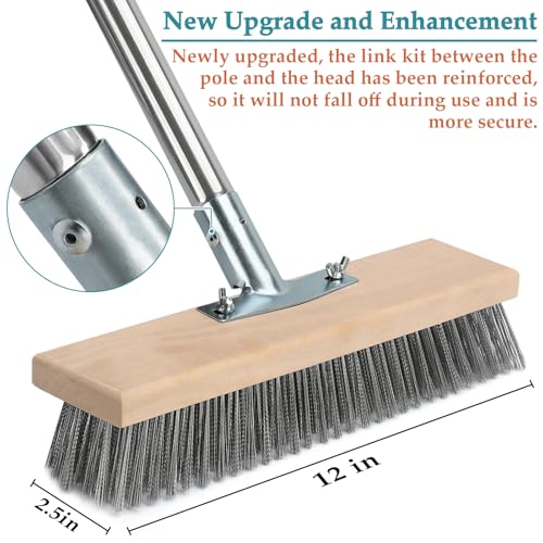 Stainless Steel Long Handle Deck Scrub Brush J7472