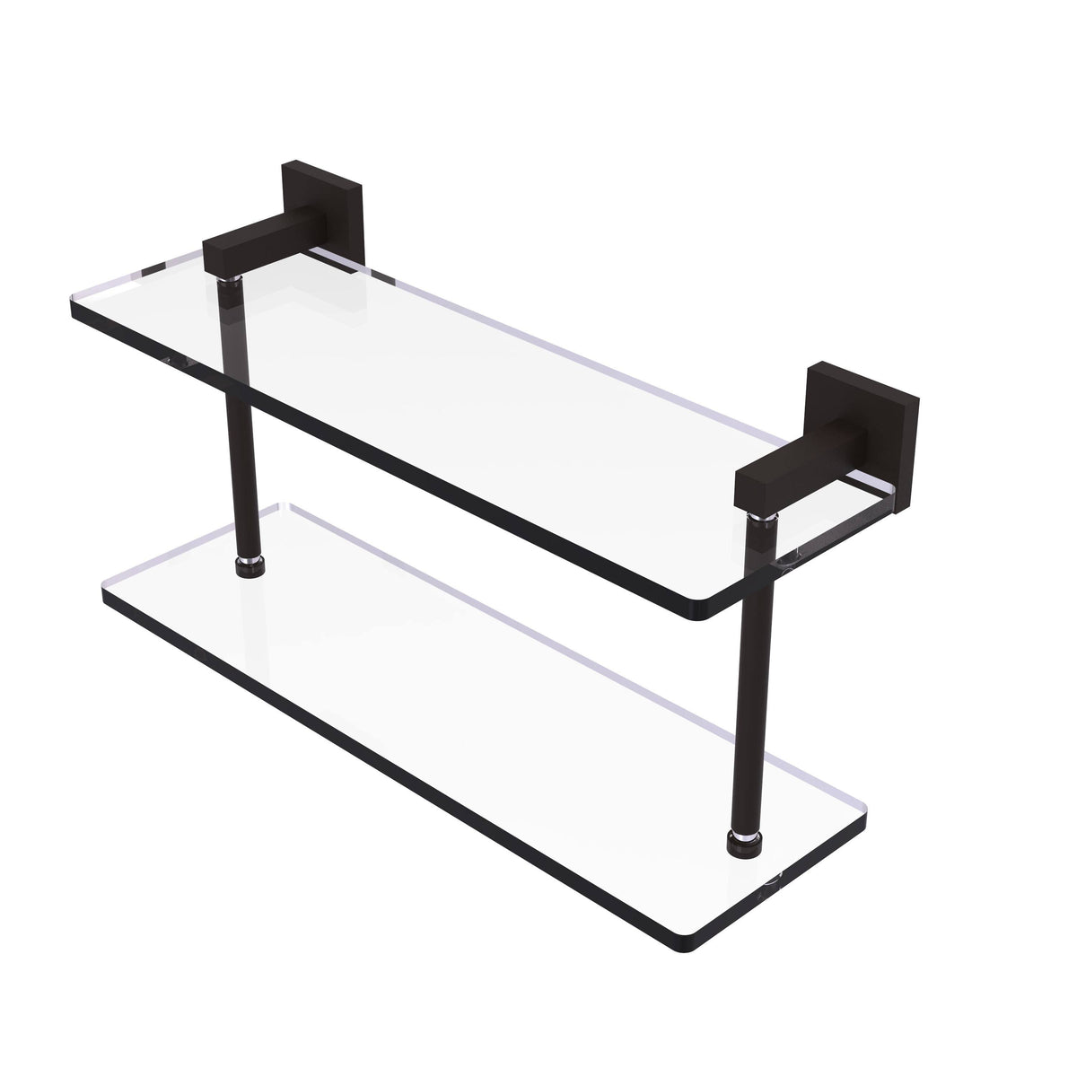 Polished Chrome Two Tiered Glass Shelf U82756