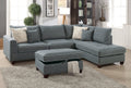 Modern Steel Fabric Reversible Sectional Sofa with 4 Accent Pillows J192