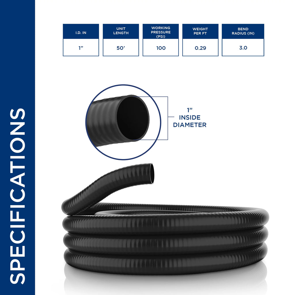 1" x 50' Schedule 40 PVC Pond Hose L6946