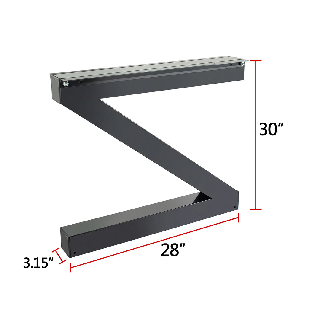 Set of 2 Metal Table Legs, 30" Height 28" Wide Heavy Duty Z-N Shaped D135116