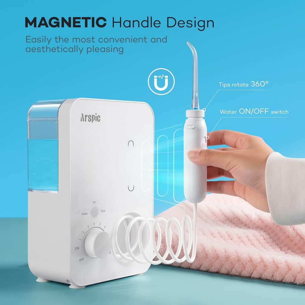 Water Flosser 600ML Oral Irrigator with 3 Flossing Modes, 10 Settings, 7 Tips, Pack of 2 J83650