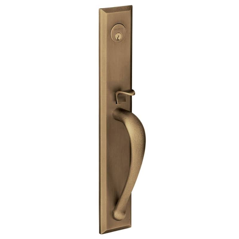 Satin Brass and Black Right Hand Single Cylinder Mortise Entry Handleset with Lever C80115