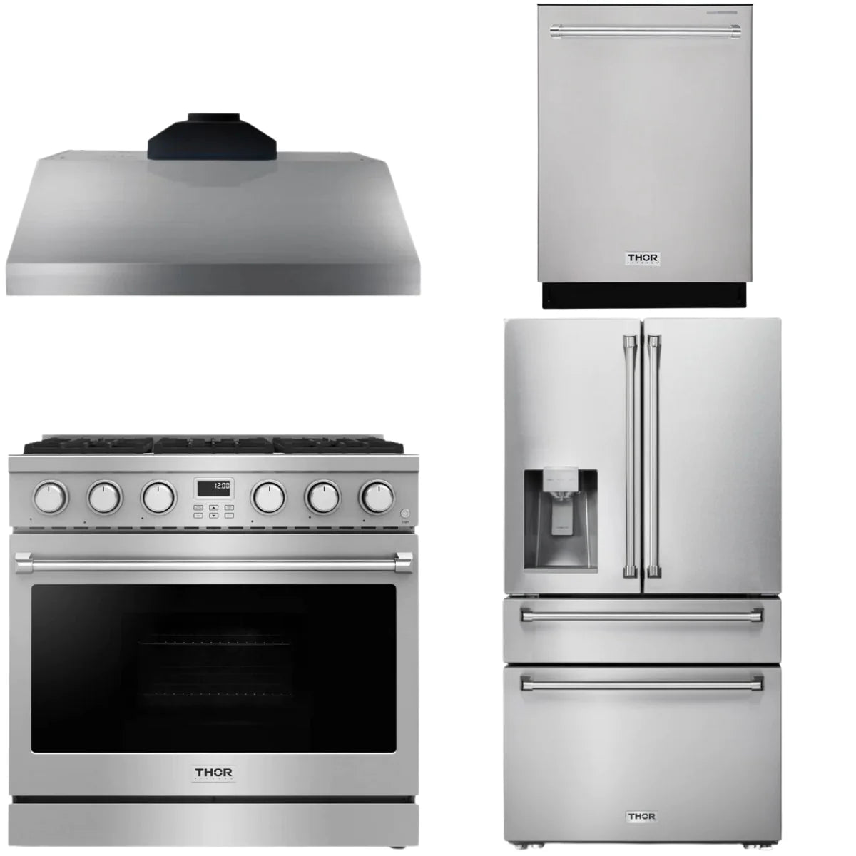 36 Gas Range, Range Hood, Refrigerator and Dishwasher Z1671