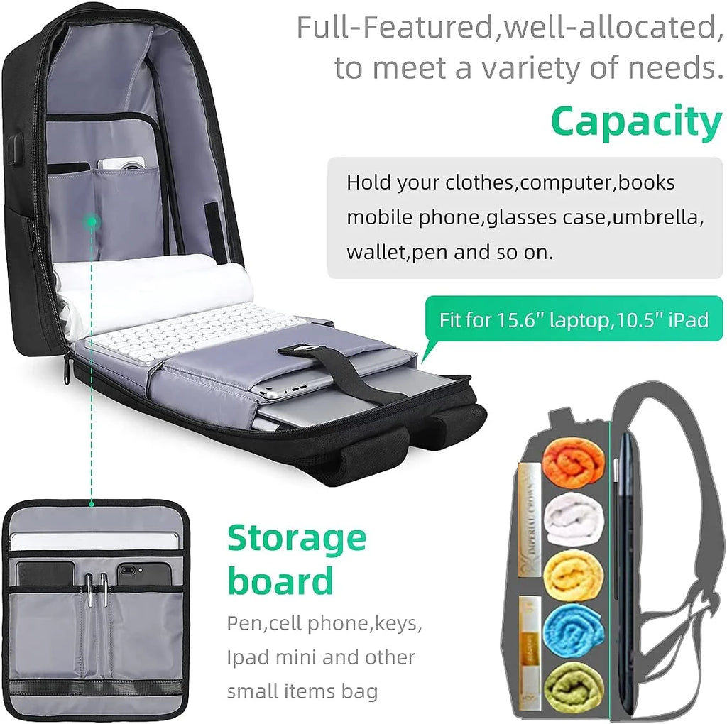 Anti Theft Backpack with TSA Approved Lock and Scratch Resistant Shell, Waterproof Travel Backpack, USB Laptop Backpack Fits 15.6 Inch Notebook X785