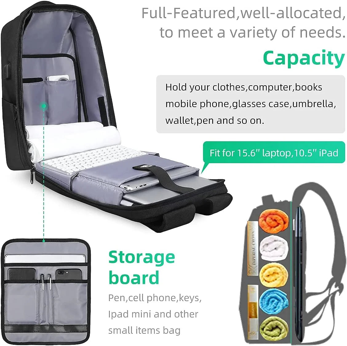 Anti Theft Backpack with TSA Approved Lock and Scratch Resistant Shell, Waterproof Travel Backpack, USB Laptop Backpack Fits 15.6 Inch Notebook X785