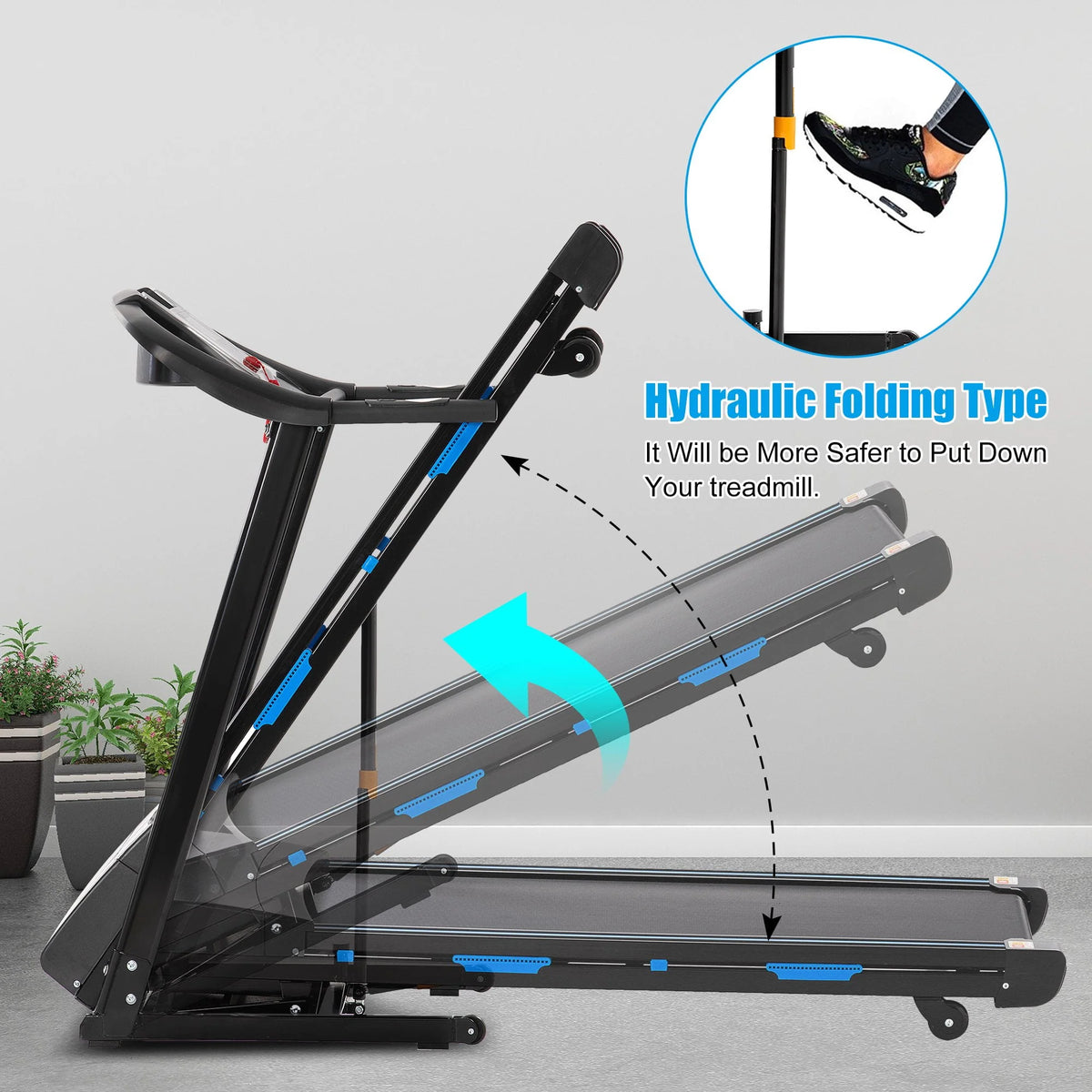 3.25HP Folding Electric Treadmill 9mph 15-Level Auto Incline Black U223998
