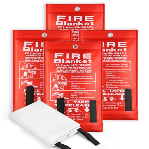 4 Pack 40'' x 40'' Fiberglass Fire Blanket K80483