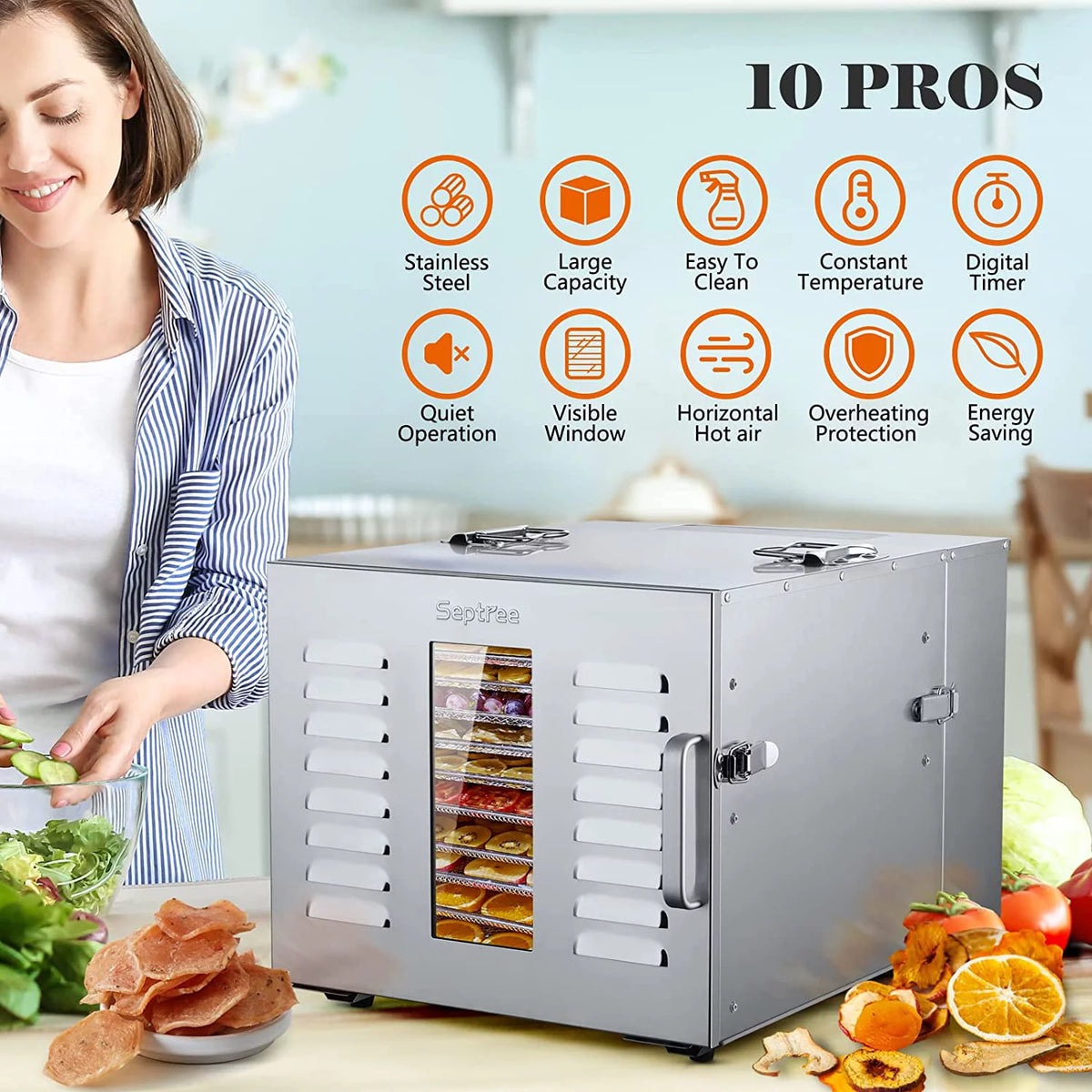 10 Trays Stainless Steel Food Dehydrator F13960