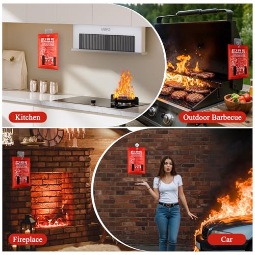 4 Pack 40'' x 40'' Fiberglass Fire Blanket K80483
