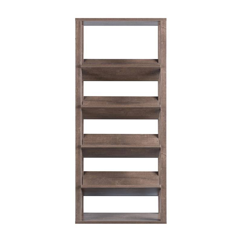 Walnut Wood 5-Shelf Etagere Bookcase X973922
