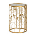 Gold Metal and Glass Leaf Accent End Table O47268
