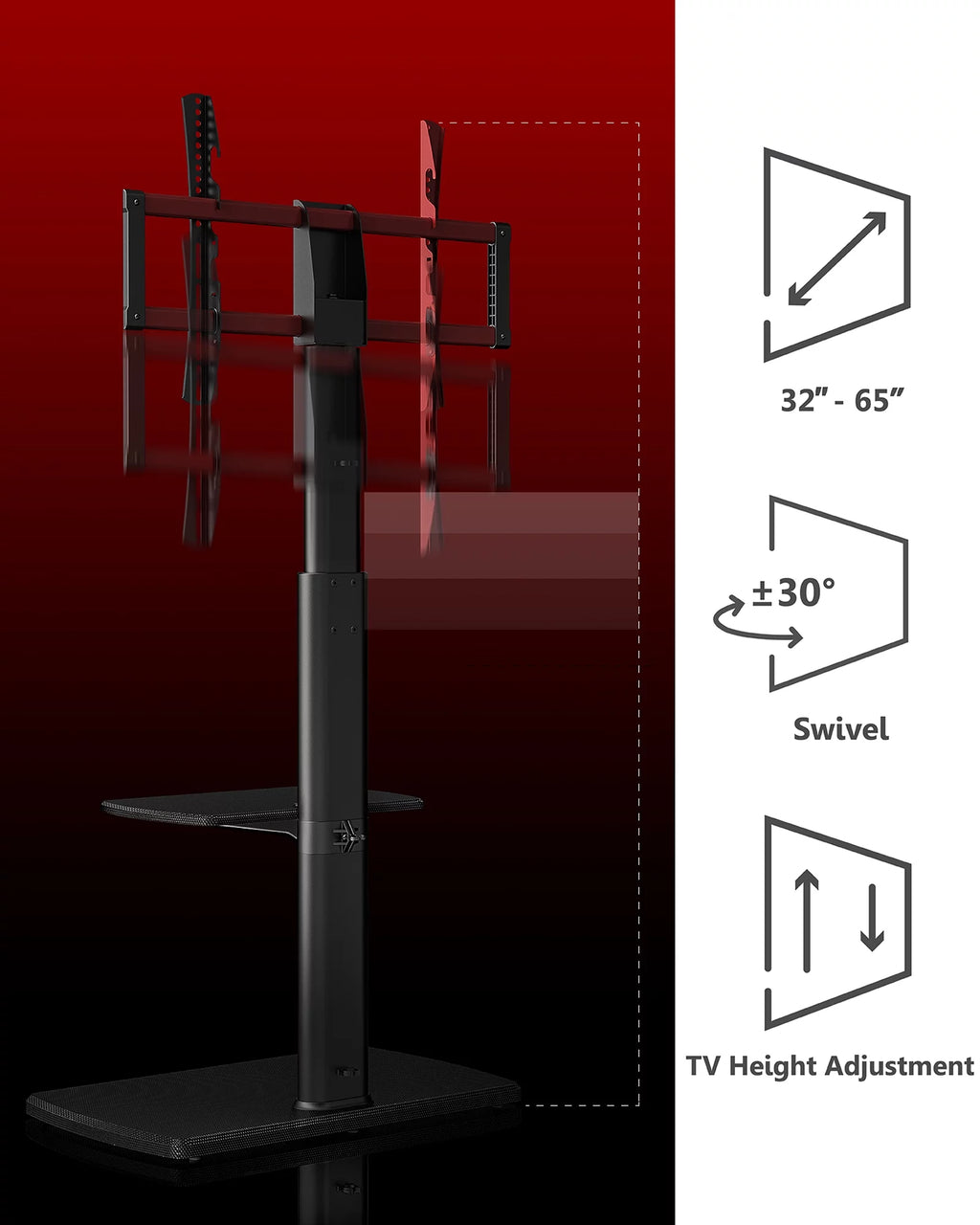 Floor TV Stand Mount with Swivel Bracket up to 65" Black U13286