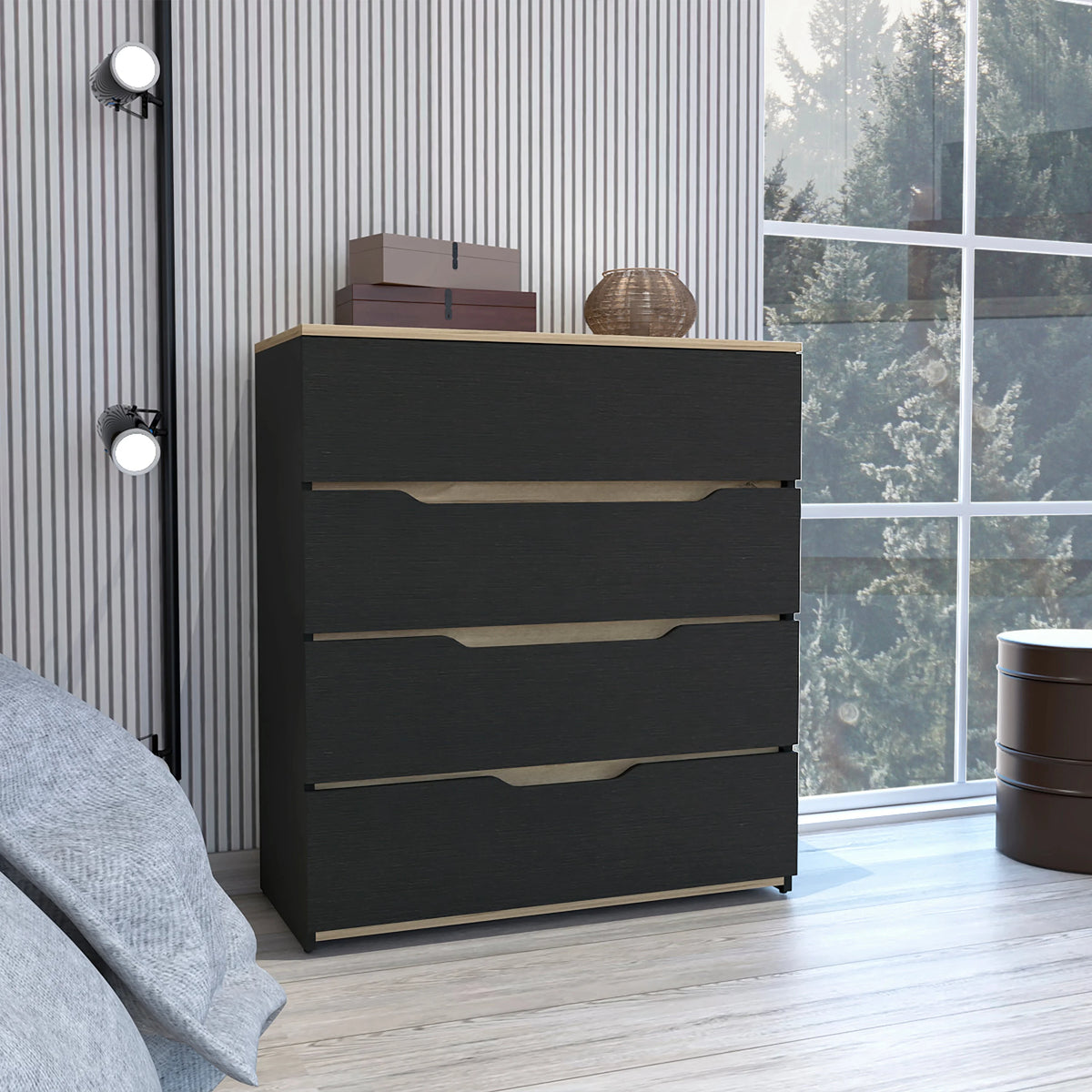 Black Manufactured Wood Dresser S3061