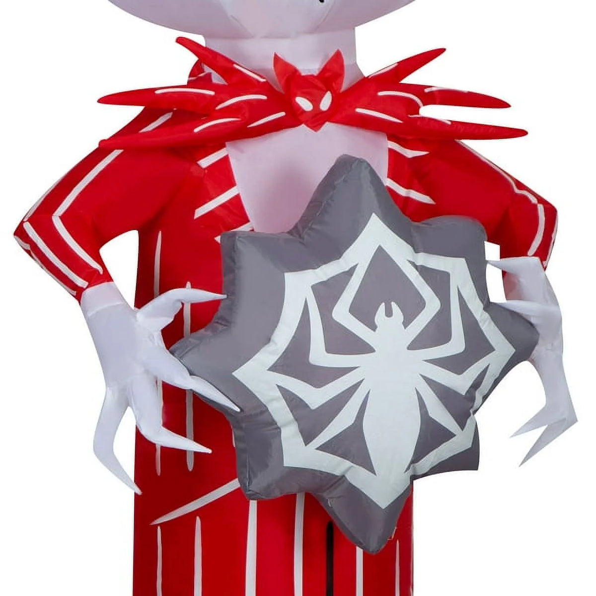 5.5 Foot Stylized Jack Skellington Inflatable with Spider Snowflake and Sally Holding Wreath Y5095