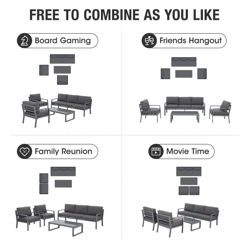 4 Piece Metal Patio Furniture Set with Cushions S2908
