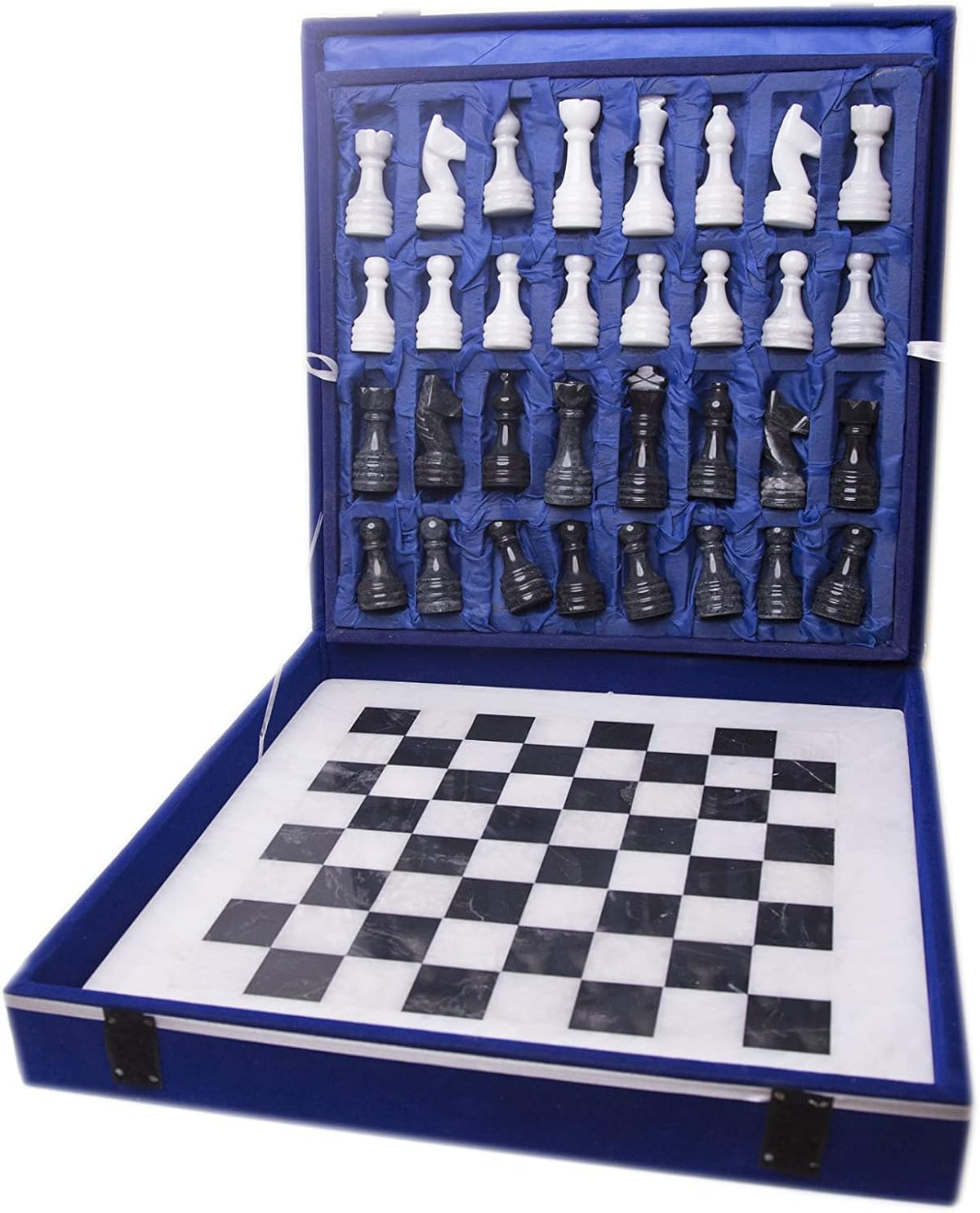 Handmade Full Marble Chess Set with Wooden Case L674