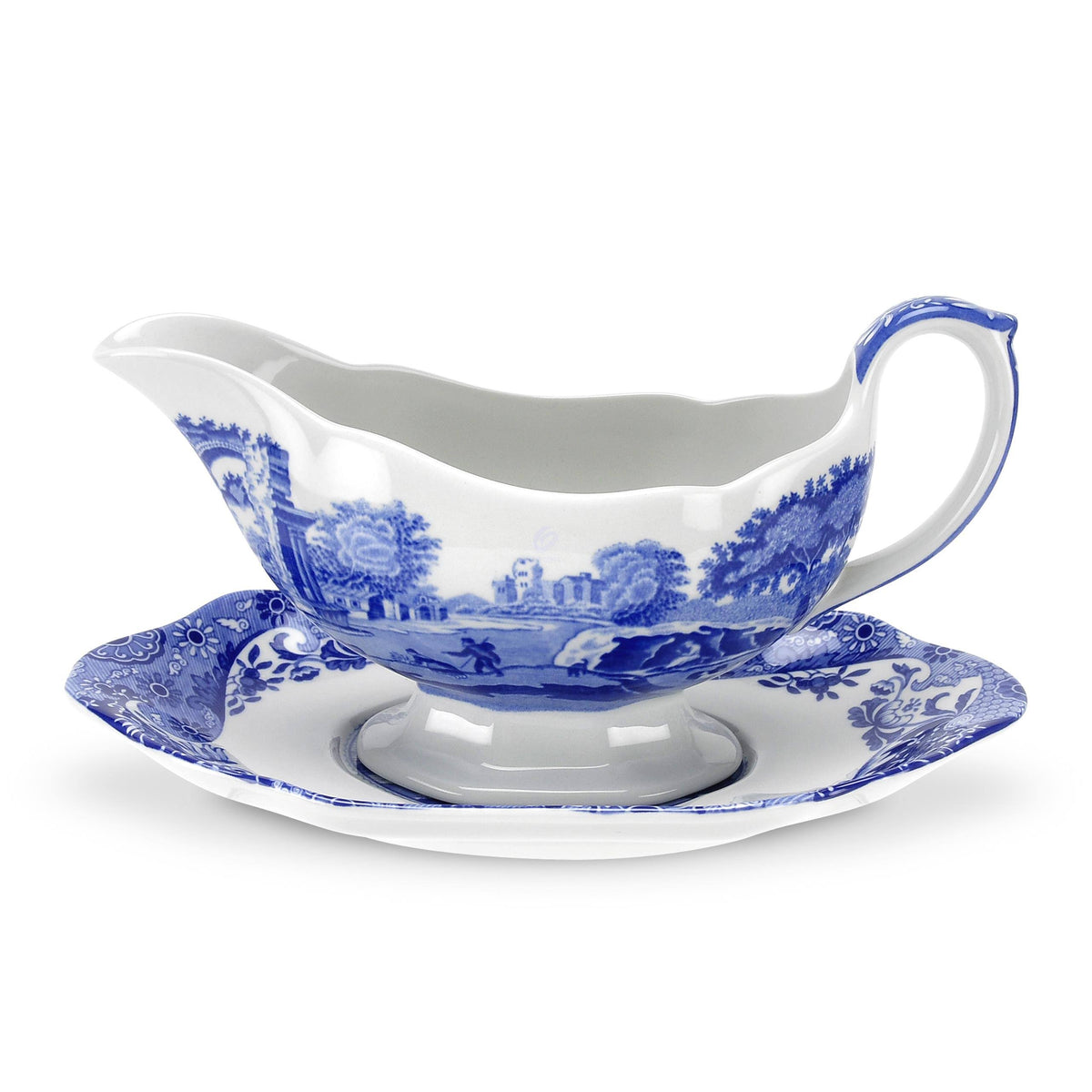 Blue Italian Sauce Boat and Stand C558126