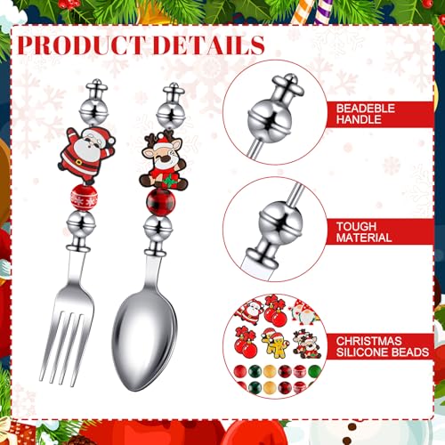 12 Sets Beadable Spoon Fork Set Christmas Kitchen Utensils D223