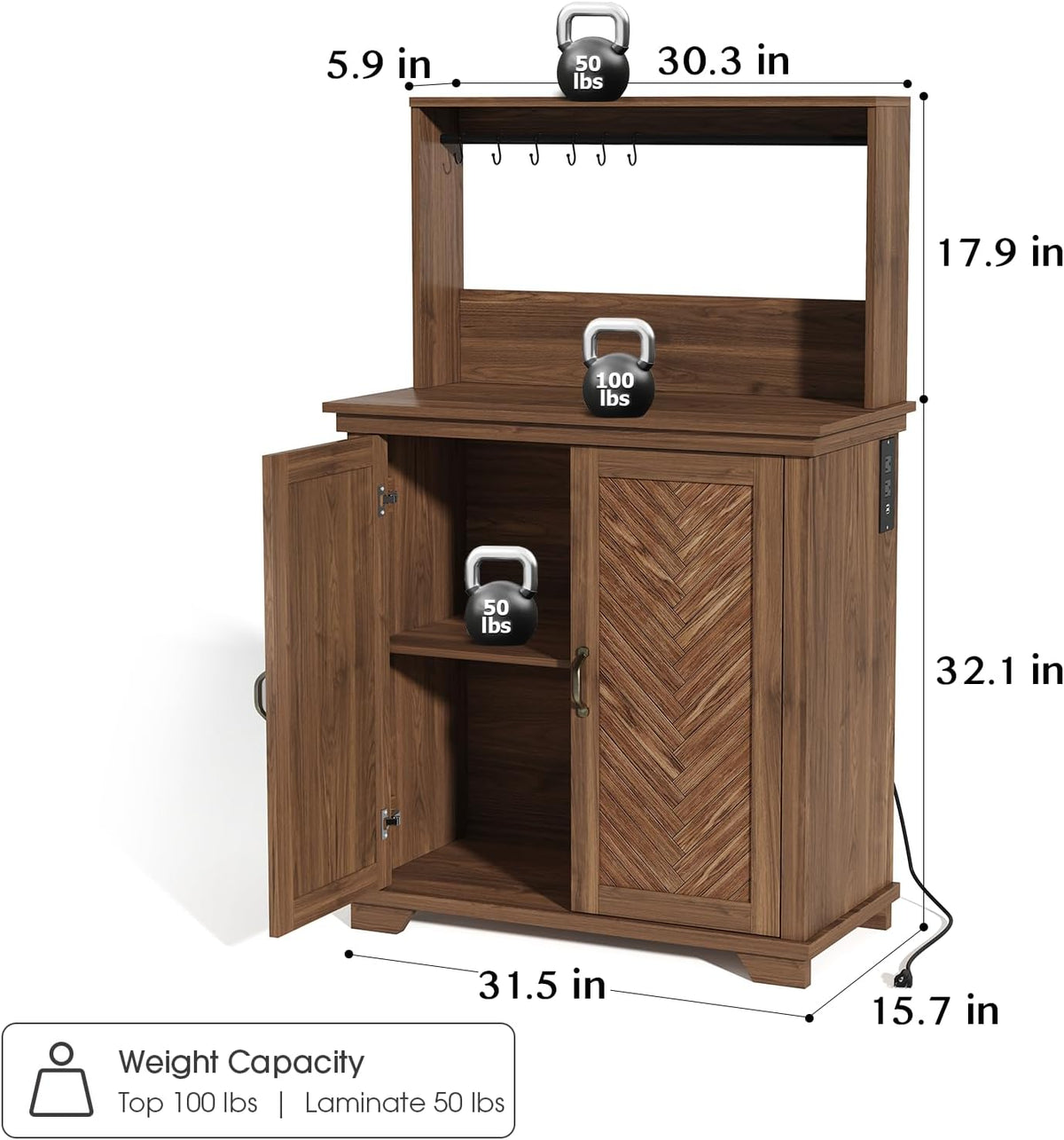 Walnut Coffee Bar Cabinet with Storage J7478