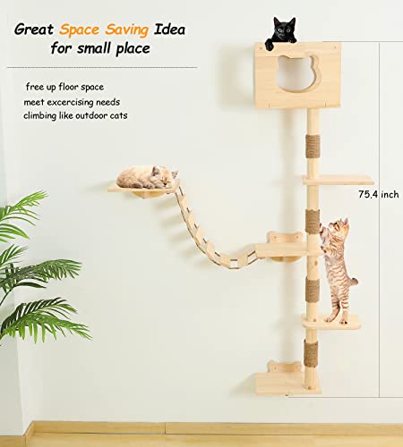 75 Inch Solid Wood Cat Tree B879