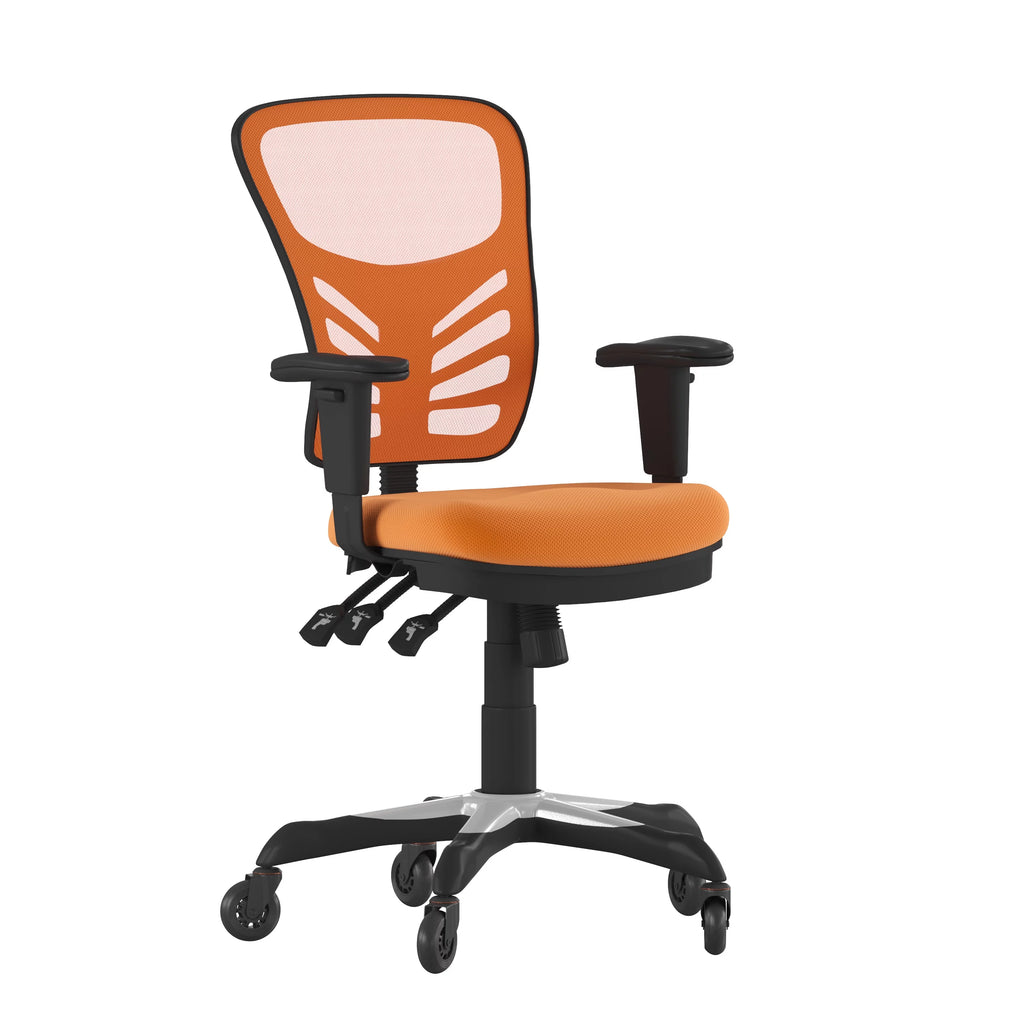 Orange Mesh Ergonomic Office Chair with Adjustable Arms B26242
