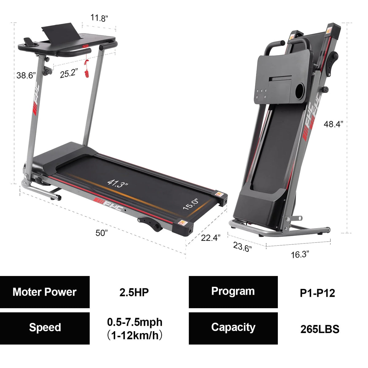 Folding Treadmill with Desk Electric Treadmill I33886