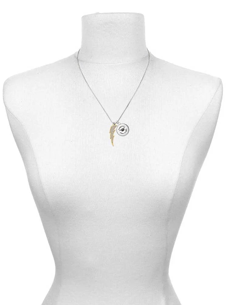 Goldtone Crystal Lightning Bolt Charm Necklace N942