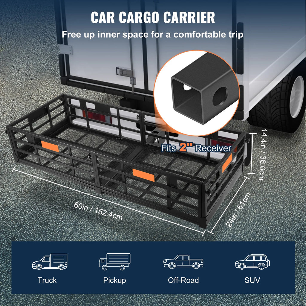 Folding Hitch Mount Cargo Carrier Rack 2" Receiver 500lbs I531162