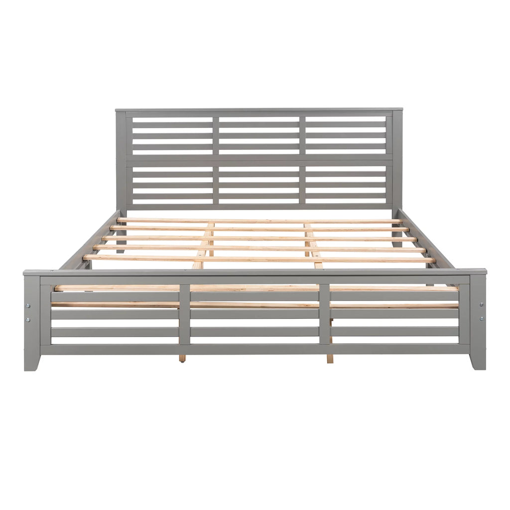 King Size Wood Platform Bed Frame with Headboard Z5493