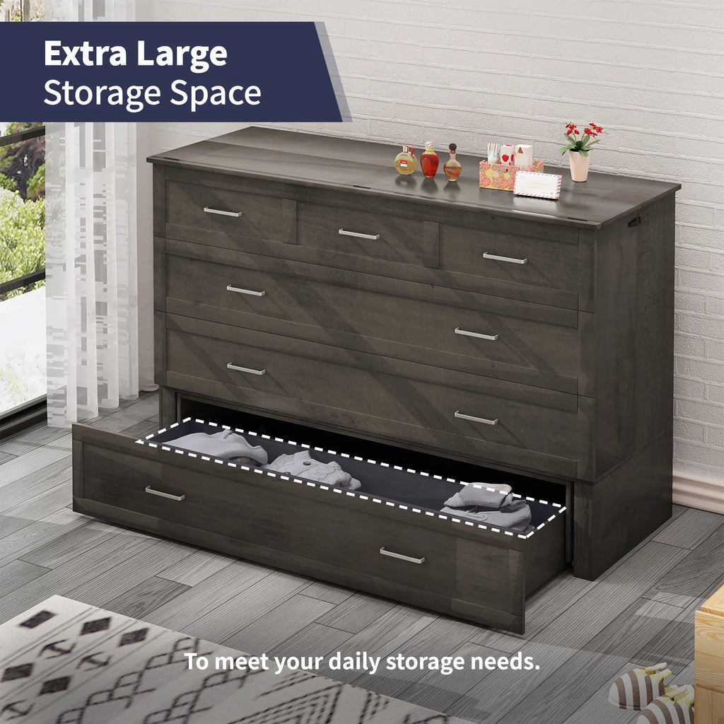Queen Size Grey Murphy Cabinet Bed with USB Charging Station A36928