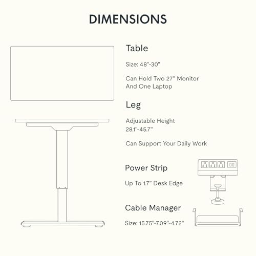 Black Electric Standing Desk with Clamp Power Strip P5840