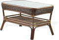 Rectangular Coffee Table Dark Walnut Natural Rattan X277