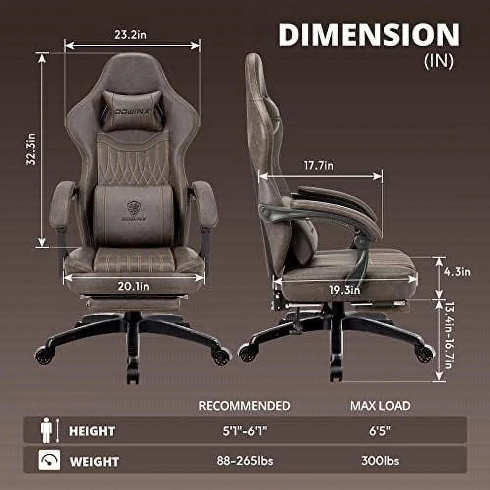 Black Ergonomic Gaming Chair with Footrest W996