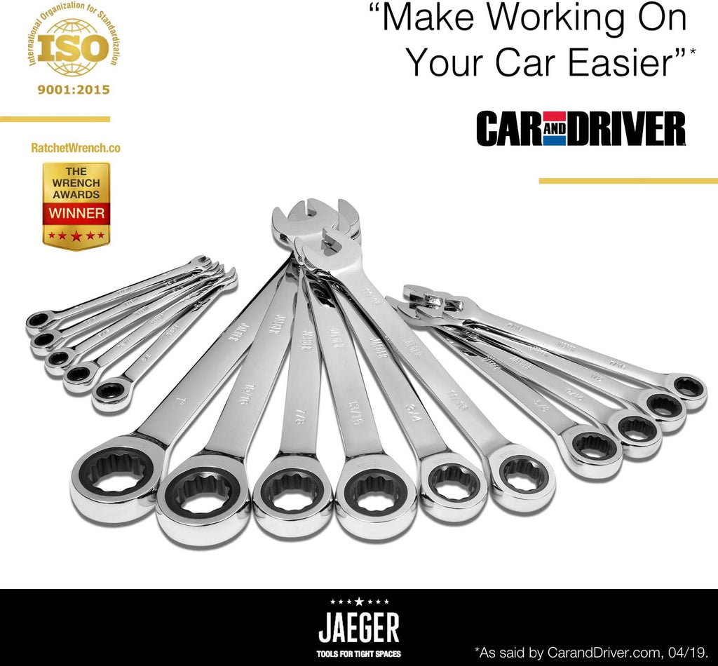 15pc SAE/INCH Ratcheting Wrench Set with Rollup Case A81304