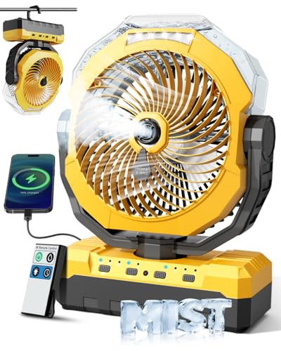 460ml Portable Misting Fan with 24000mAh Rechargeable Battery, Black H990588