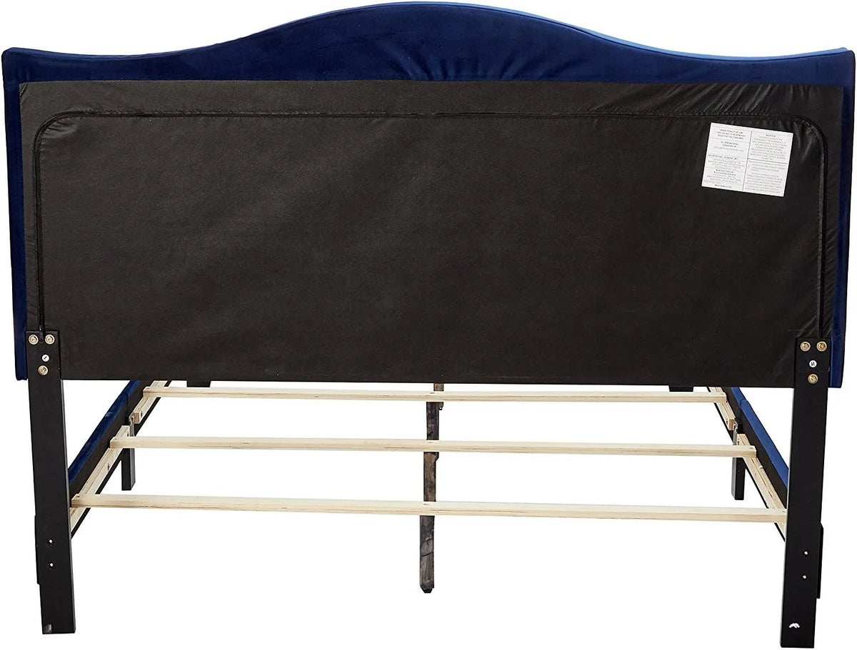 Blue Velvet King Size Upholstered Panel Bed C2369
