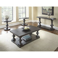 Ebony Coffee Table with Planked Top and Pedestal Base V1931