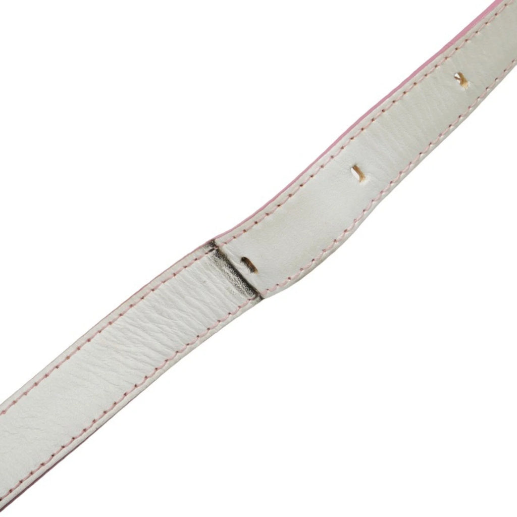 Pre-Owned Pink White Canvas Leather Shoulder Bag C24620