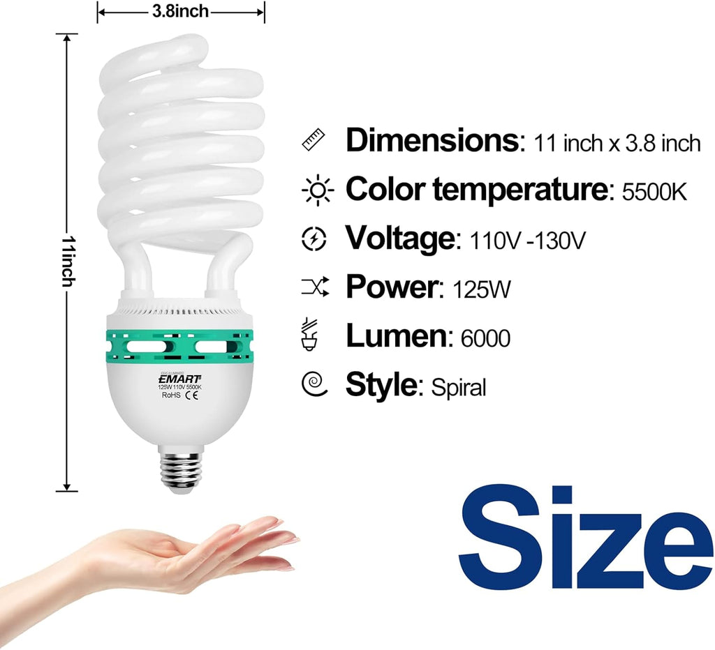 105 Watt Full Spectrum Photography Light Bulb 5500K CFL Daylight Balanced 4 Pack I329