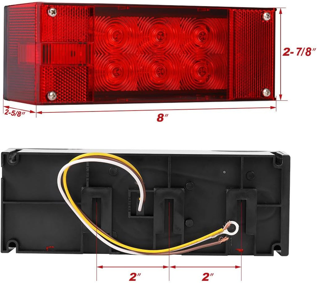 2PCS 12V LED Submersible Rectangular Trailer Lights U78762
