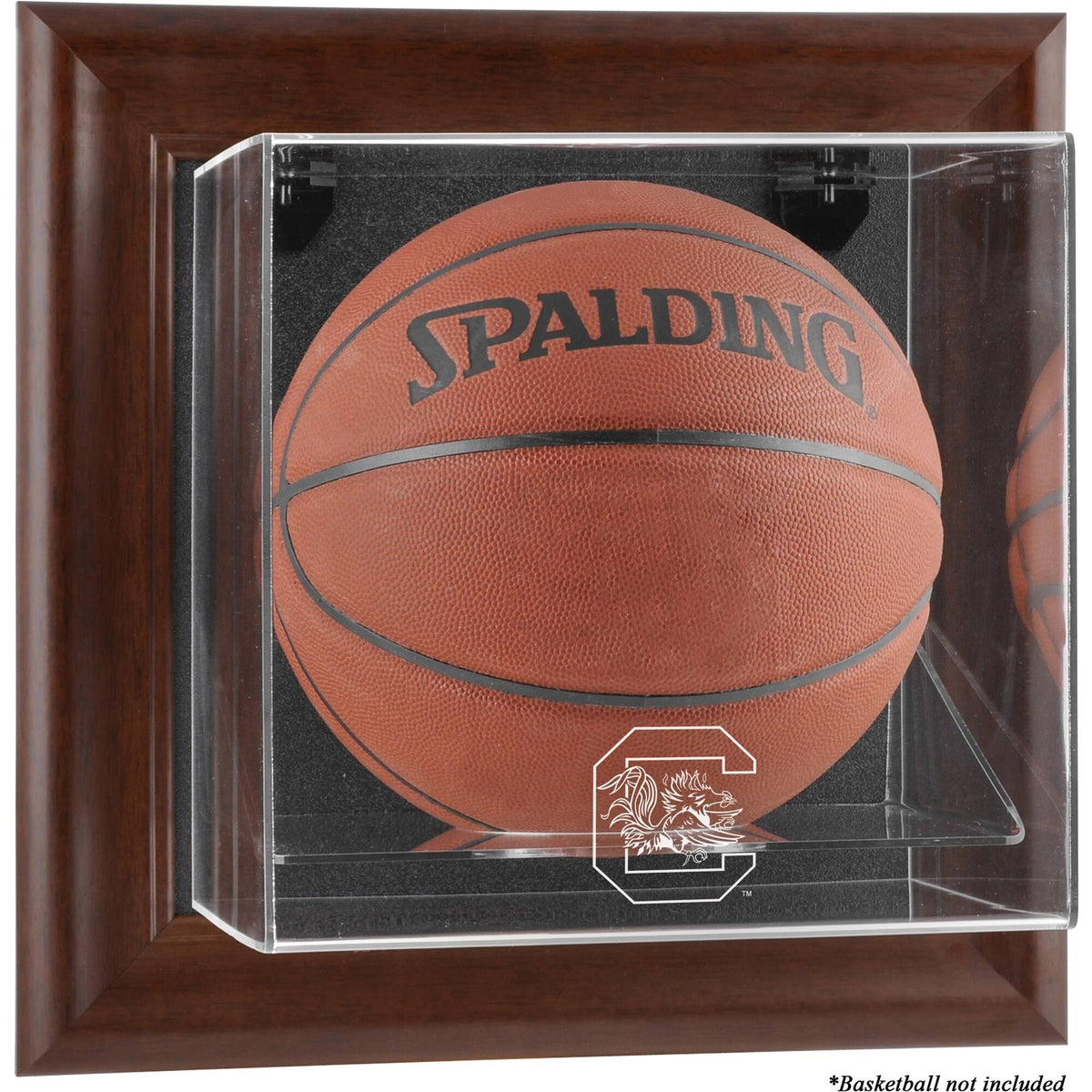 Brown Framed Wall-Mountable Basketball Display Case O459