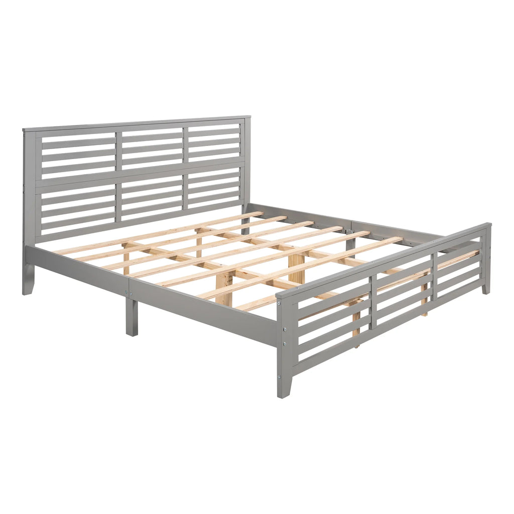 King Size Wood Platform Bed Frame with Headboard Z5493