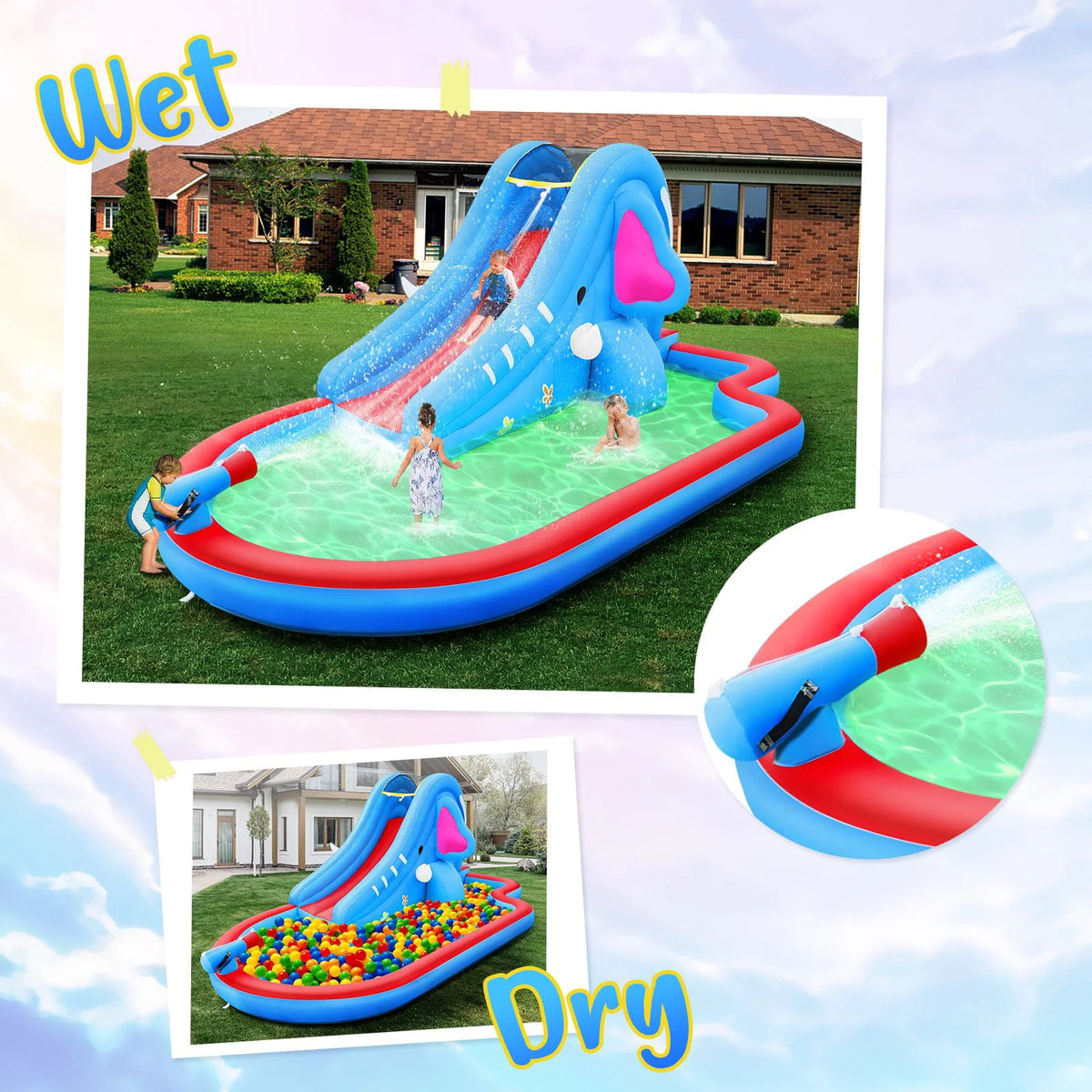 Inflatable Water Slide Kids Pool with Blower N3099