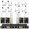 UHF Wireless Microphone System with Headset and Lapel Mics, Bodypack Transmitter, Receiver, 2x15 Channels G2280